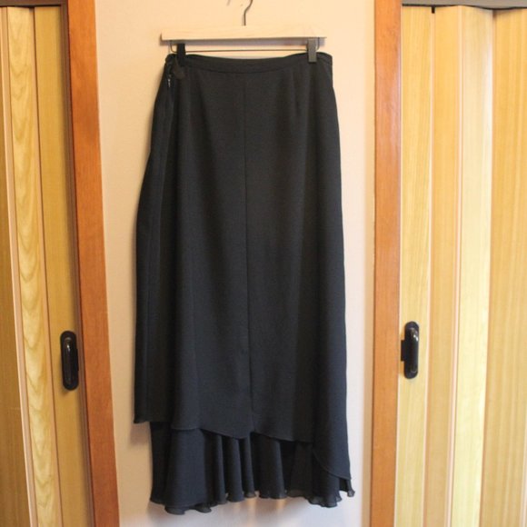 Laura Long Black Georgette Evening Skirt